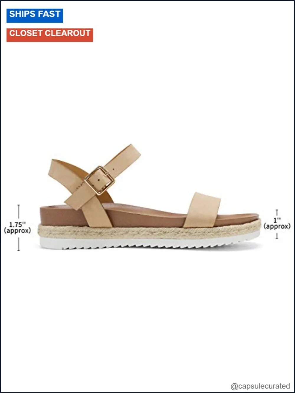 Espadrille Flatform Wedge Sandals with Ankle Strap, Cushioned PU Footbed